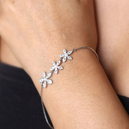 Triple Flower Silver Bracelet