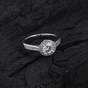 Halo Elegance Solitaire Silver Ring
