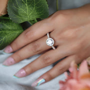 Halo Elegance Solitaire Silver Ring
