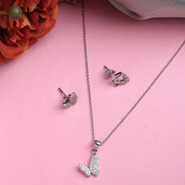 Whimsical Butterfly Silver Pendant Set