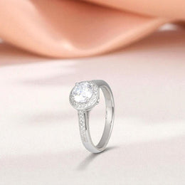 Halo Elegance Solitaire Silver Ring