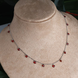 Blood Pearl Silver Necklace