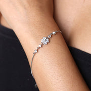 Floral Heart Silver Bracelet