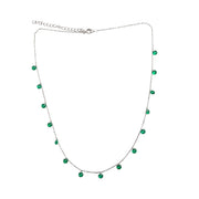 Emerald Pearl Silver Necklace