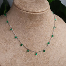 Emerald Pearl Silver Necklace