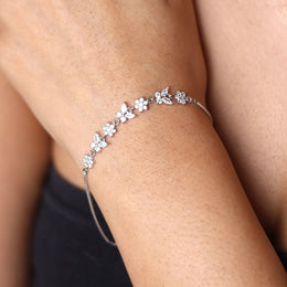 Floral Butterfly Silver Bracelet