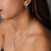 Half Butterfly Silver Pendant Set