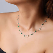 Emerald Pearl Silver Necklace