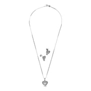 Stone Heart Silver Pendant Set