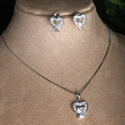 Stone Heart Silver Pendant Set