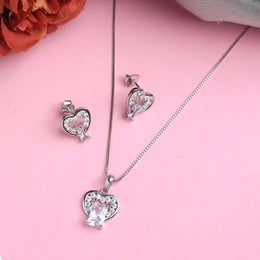 Stone Heart Silver Pendant Set