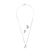 Princess-Cut Silver Pendant Set