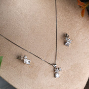 Princess-Cut Silver Pendant Set