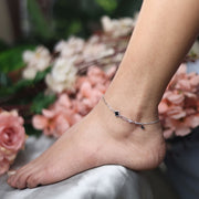 Black Charm Silver Anklet