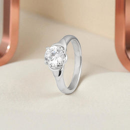 Classic Solitaire Silver Ring