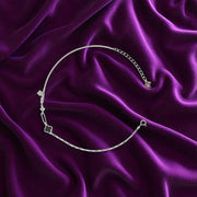 Black Charm Silver Anklet