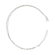 Textured  Double Chain Silver Anklet