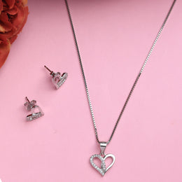 Radiant Heart Silver Pendant Set