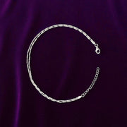 Textured  Double Chain Silver Anklet
