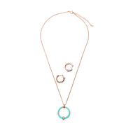 Turquoise Rose Gold Silver Pendant Set