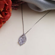 Twin Leaf Pearl Silver Pendant