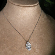 Twin Leaf Pearl Silver Pendant
