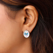 Blue Butterfly Silver Earring
