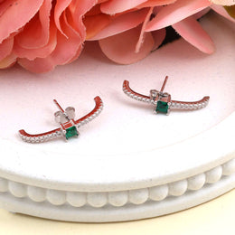 Emerald Arc Elegance Silver Studs