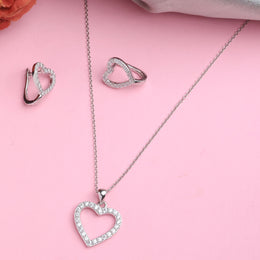 Open Heart Silver Pendant Set
