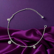 Charm Drop Silver Anklet