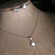 Crown Heart Silver Pendant Set