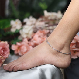 Double Box Line Silver Anklet