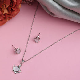 Crown Heart Silver Pendant Set
