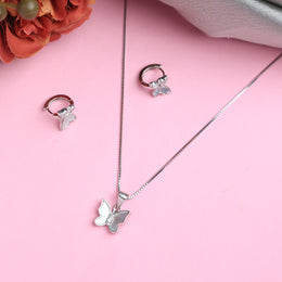 Enchanting Butterfly Silver Pendant Set