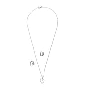 Hollow Heart Silver Pendant Set