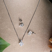 Geometric Square Silver Pendant Set