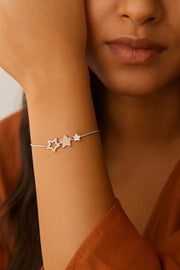 Celest Tri Charm Silver Bracelet