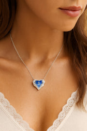 Ocean Blue Heart Silver Pendant