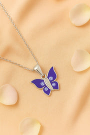 Violet Wings Butterfly Silver Pendant