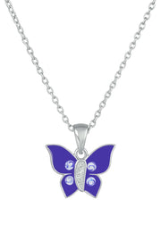 Violet Wings Butterfly Silver Pendant
