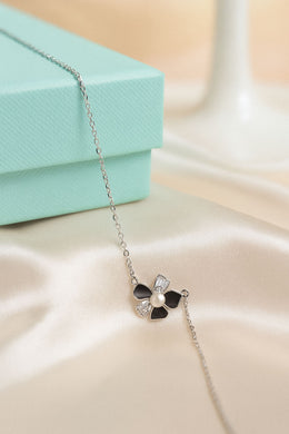 Black Petal Pearl Silver Pendant