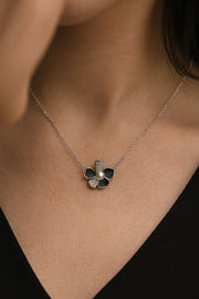 Black Petal Pearl Silver Pendant