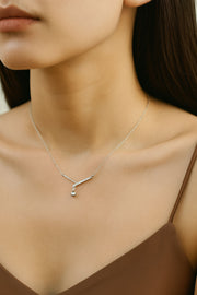 Geometric Bar Silver Necklace