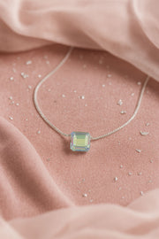 Aurora Ice Crystal Cube Silver Pendant