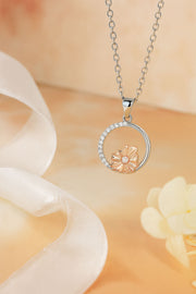 Rose Gold Flower Silver Pendant