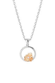 Rose Gold Flower Silver Pendant