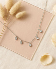 Dangle Oval Silver Necklace