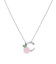 Blush Bloom Crescent Silver Pendant