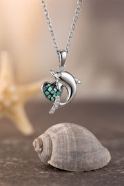 Dolphin & Heart Silver Pendant