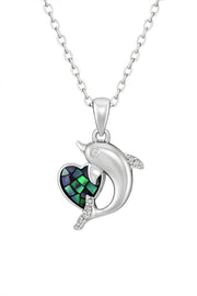 Dolphin & Heart Silver Pendant